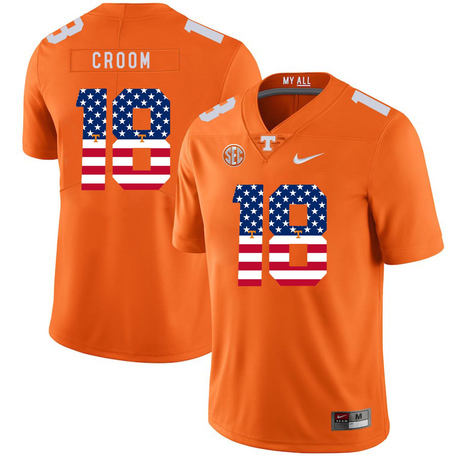 Men Tennessee Volunteers #18 Croom Orange Flag Customized NCAA Jerseys